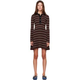 GANNI GANNI Burgundy Striped Merino Polo Minidress