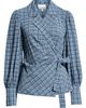 Ganni Ganni Check Seersucker Wrap Blouse - 5