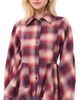 GANNI GANNI Cotton Flannel Check Peplum Shirt Raspberry Wine - 1
