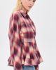 GANNI GANNI Cotton Flannel Check Peplum Shirt Raspberry Wine - 4