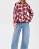 GANNI GANNI Cotton Flannel Check Peplum Shirt Raspberry Wine - 5