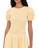 GANNI GANNI Cotton Mini Smocked Pleated Dress Italian Straw - 1