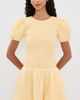 GANNI GANNI Cotton Mini Smocked Pleated Dress Italian Straw - 2