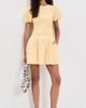 GANNI GANNI Cotton Mini Smocked Pleated Dress Italian Straw - 5