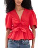 GANNI GANNI Cotton Poplin Bow Blouse Racing Red - 1