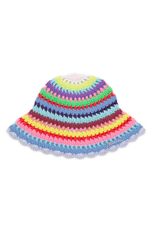 Ganni Ganni Crochet Striped Bucket Hat