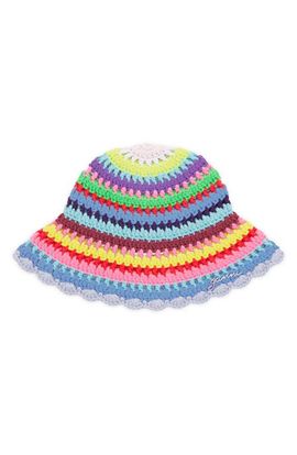 Ganni Ganni Crochet Striped Bucket Hat
