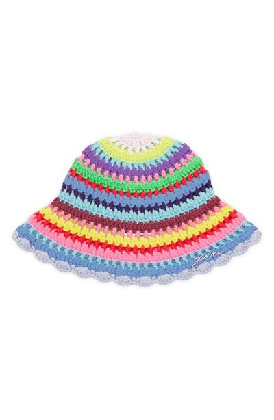 Ganni Ganni Crochet Striped Bucket Hat