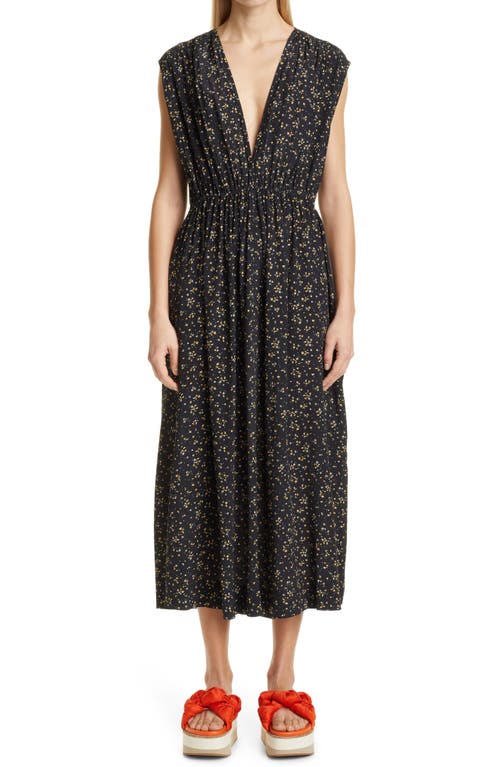 Ganni Ganni Ditsy Floral Plunge Neck Dress