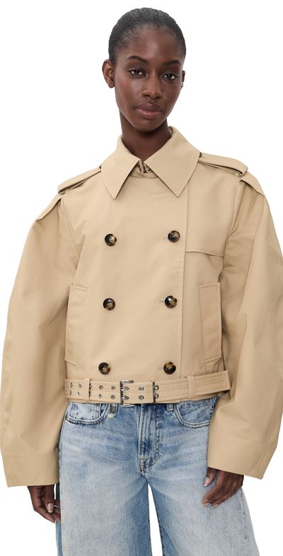 GANNI GANNI Double Cotton Belted Jacket Warm Sand