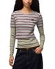 Ganni Ganni Double Stripe Cotton-Blend Top - 1