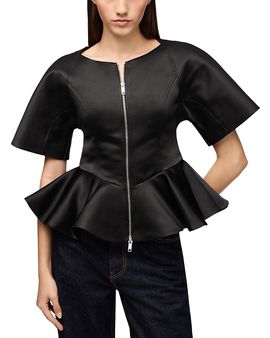 Ganni Ganni Duchesse Satin Peplum Top