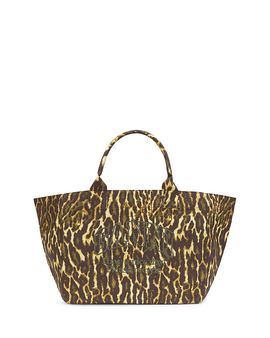 Ganni Ganni Easy Shopper Xxl Leopard Print Cotton Tote