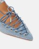 Ganni Ganni Embellished lace-up denim mules - 5