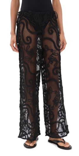 GANNI GANNI Embroidered Net Tie Trousers Black