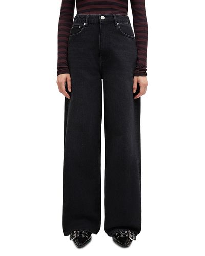 Ganni Ganni Essentials Rigid High Rise Straight Wide Jeans in Black Washed