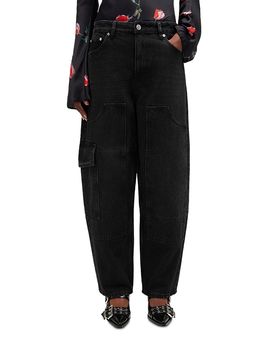 Ganni Ganni Essentials Rigid Low Rise Barrel Jeans in Black Washed