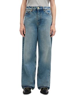 Ganni Ganni Essentials Tint Rigid Mid Rise Boyfriend Jeans in Mid Blue Vintage