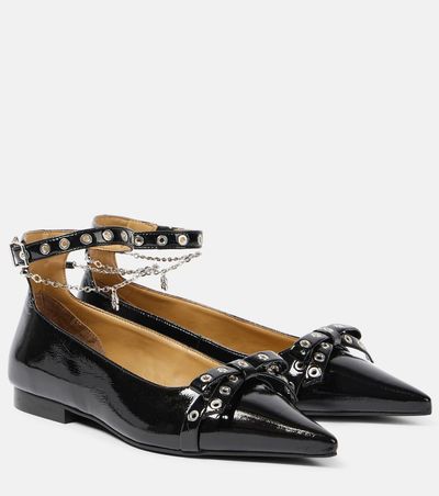 Ganni Ganni Eyelets Jewel faux leather ballet flats
