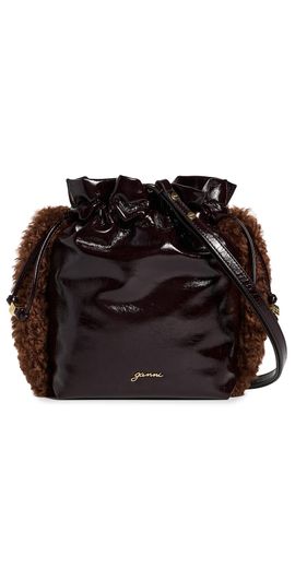 GANNI GANNI Faux Leather Deep Shine Party Pouch Demitasse One