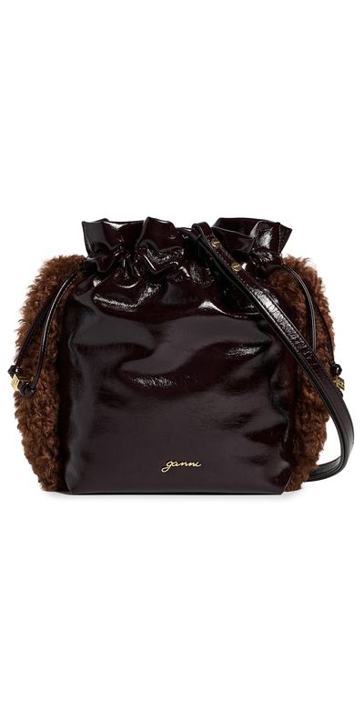 GANNI GANNI Faux Leather Deep Shine Party Pouch Demitasse One