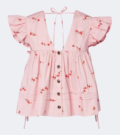 Ganni Ganni Floral cotton-blend top
