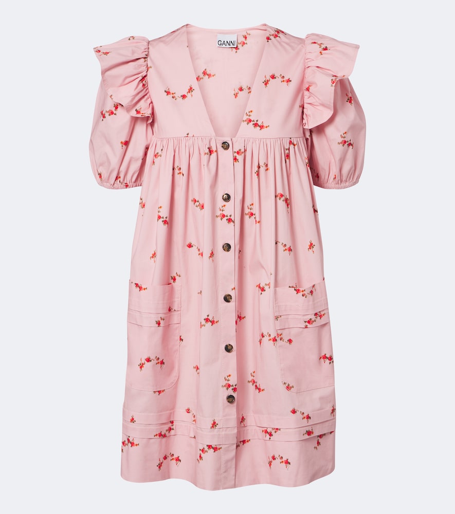 ganni printed cotton poplin mini dress GANNI Floral-print cotton-poplin mini dress