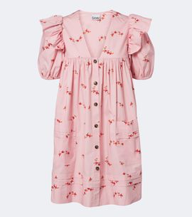 Ganni Ganni Floral ruffled cotton-blend poplin minidress