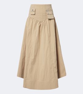 Ganni Ganni Gathered cotton-blend maxi skirt