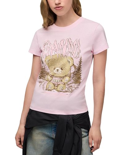 Ganni Ganni Graphic Print Cotton Baby Fit Tee