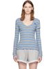 GANNI GANNI Gray & Blue Stripe Long-Sleeve T-shirt - 1