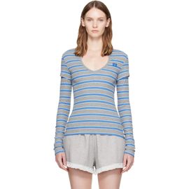 GANNI GANNI Gray & Blue Stripe Long-Sleeve T-shirt