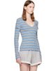 GANNI GANNI Gray & Blue Stripe Long-Sleeve T-shirt - 2