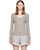 GANNI GANNI Gray & Brown Stripe Long-Sleeve T-shirt - 1
