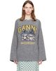GANNI GANNI Gray Brushed Alpaca Mushroom Teddy Oversized Sweater - 1