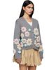 GANNI GANNI Gray Cotton Cashmere Flower Cardigan - 2