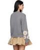 GANNI GANNI Gray Cotton Cashmere Flower Cardigan - 3
