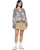 GANNI GANNI Gray Cotton Cashmere Flower Cardigan - 4
