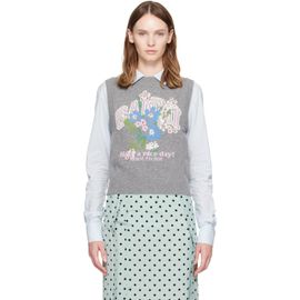 GANNI GANNI Gray Flowers Sweater Vest