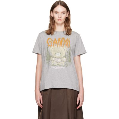 GANNI GANNI Gray Forest Teddy T-shirt