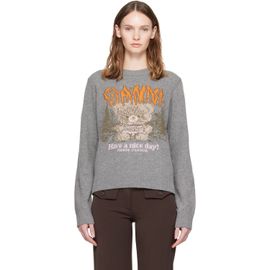 GANNI GANNI Gray Forest Teddy Wool Sweater