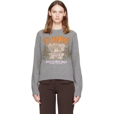 GANNI GANNI Gray Forest Teddy Wool Sweater
