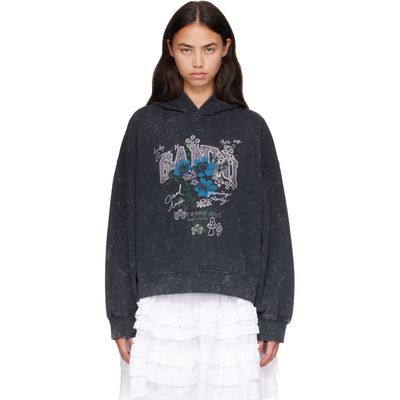 GANNI GANNI Gray Isoli Cropped Vintage Wash Hoodie