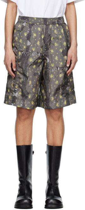 GANNI GANNI Gray Printed Flyweight Nylon Boy Shorts