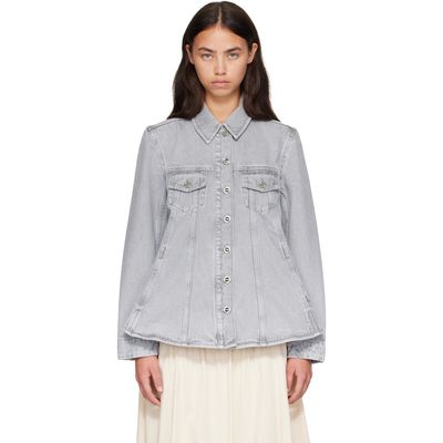 GANNI GANNI Gray Rigid Denim A-Line Overshirt