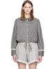 GANNI GANNI Gray Stretch Cotton Cropped Bowling Shirt - 1