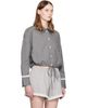 GANNI GANNI Gray Stretch Cotton Cropped Bowling Shirt - 2