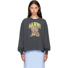 GANNI GANNI Gray Tiger Long-sleeve T-shirt