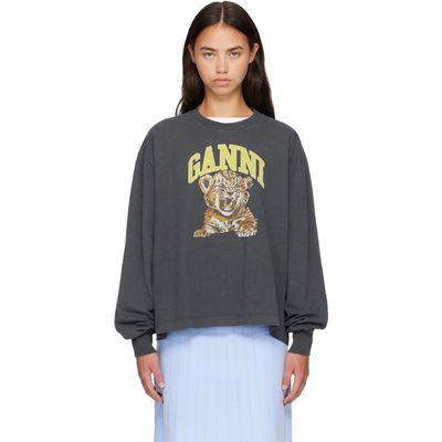 GANNI GANNI Gray Tiger Long-sleeve T-shirt
