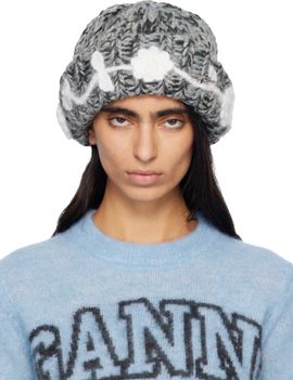 GANNI GANNI Gray Wool Handknit Beanie